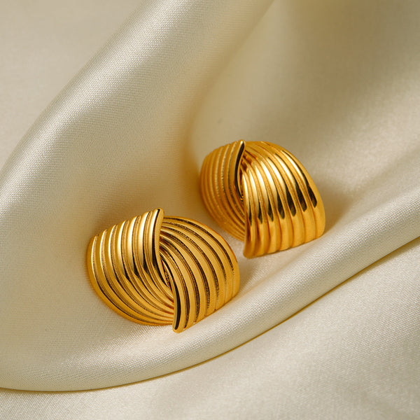 INS Striped Texture Crisscross Stud Earrings