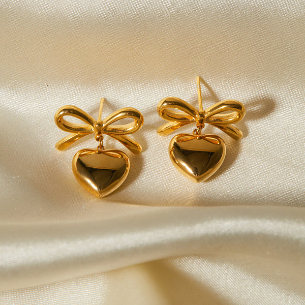 French elegance  INS Heart-shaped pendant earrings