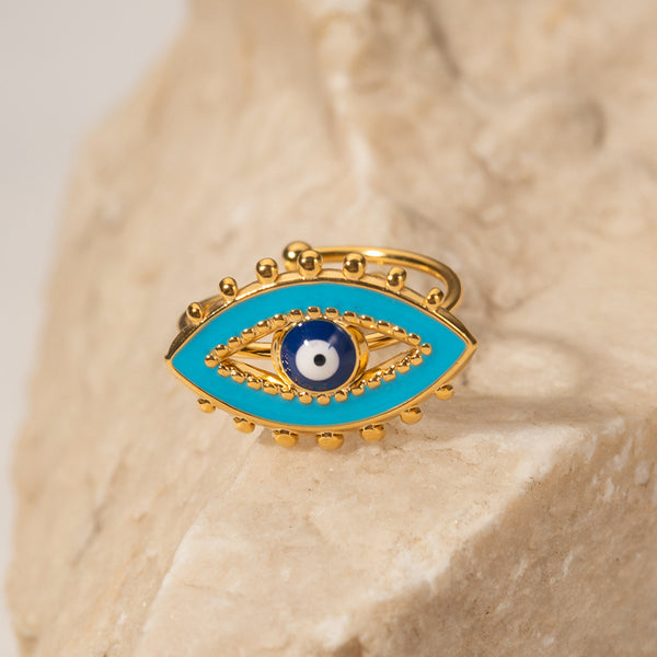 Blue oil drop "devil's eye" design RING