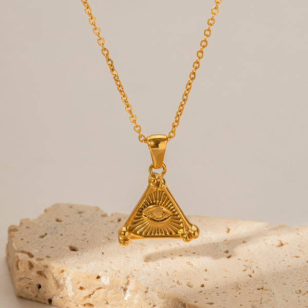 INS triangular "devil's eye" design pendant necklace