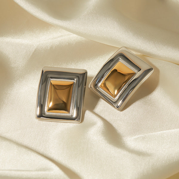 Rectangular Color-Block Trendy Temperament Niche ins Design Earrings