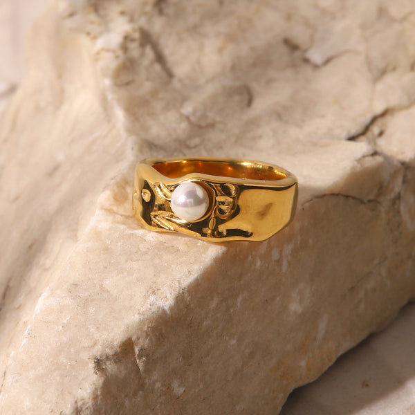 INS Style Lava Pearl Ring