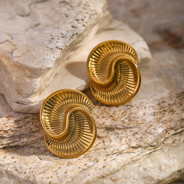 Waterdrop Texture Spiral Earrings in Asymmetric Design - INS Inspired